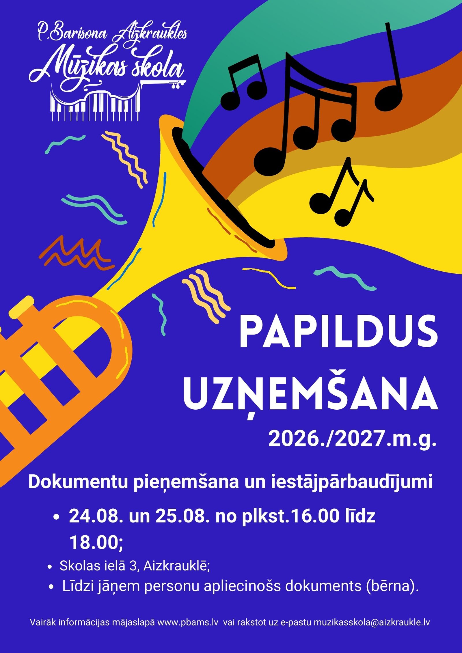 Papildus audzēkņu uzņemšana 1.klasē