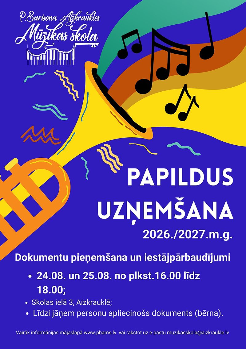 Papildus audzēkņu uzņemšana 1.klasē